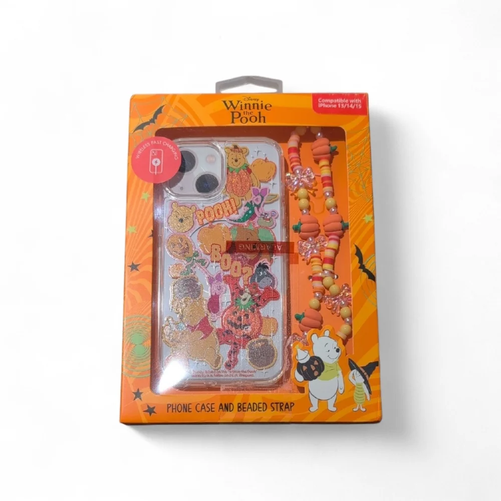Disney Winnie the Pooh Halloween iPhone 13/14/15 Phone Case & Beaded Strap